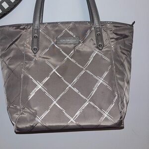 Vera Bradley gray and silver zipper tote bag